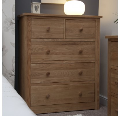 Torino Contemporary Oak WIDE 2 Over 3 Drawer Chest